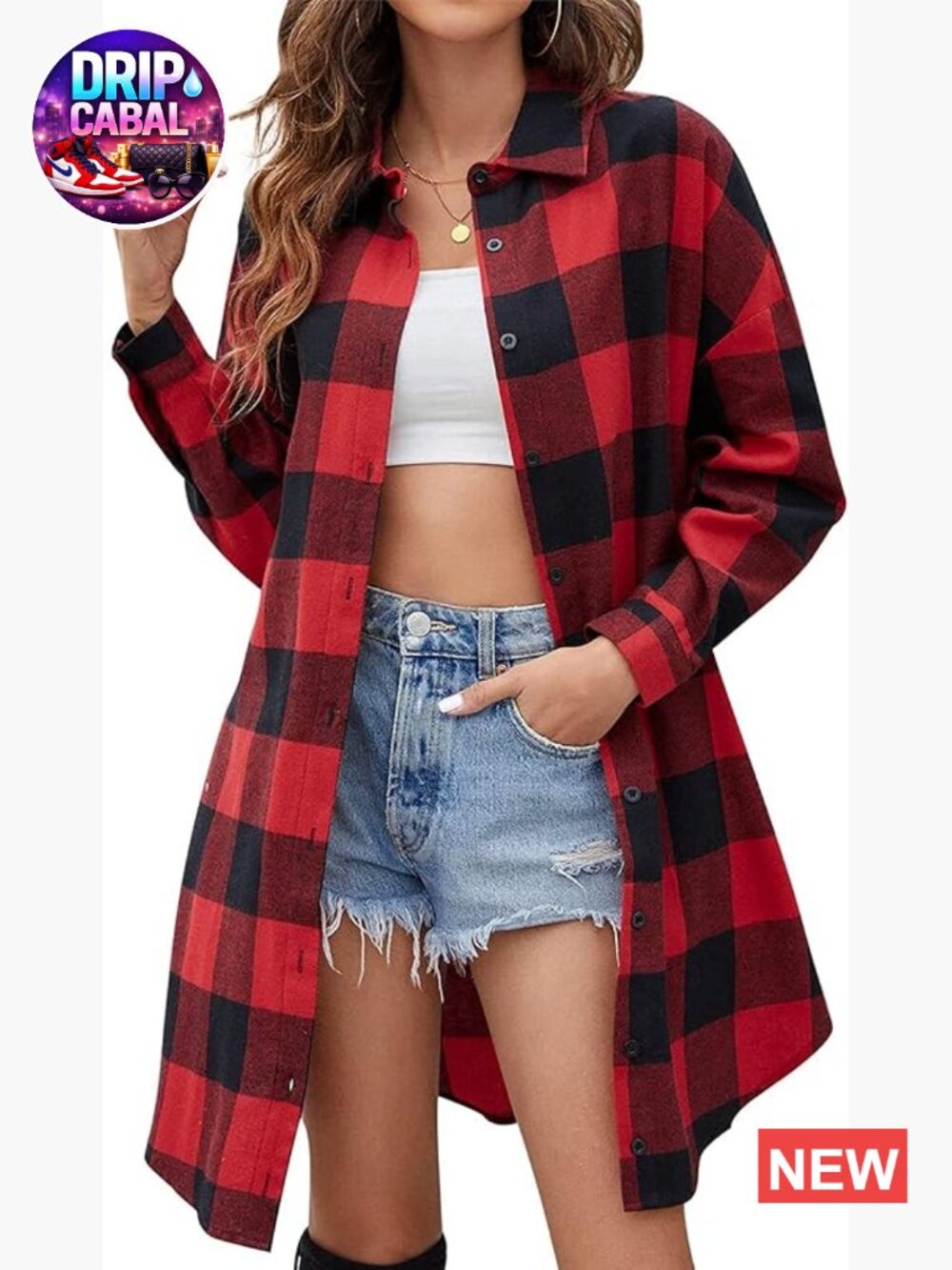 Womens Flannel Plaid Button Down Shacket Mid Long Casual Jacket Coat